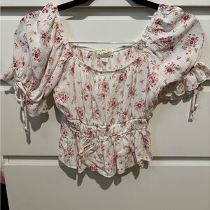 Free Kisses Pink and White Blouse with Chic Style